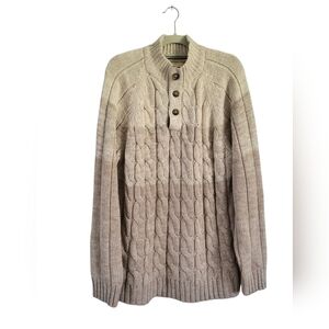 Weatherproof Vintage Men's CableKnit‎ 1/4 Button Sweater Men's XXL Ombre Beige